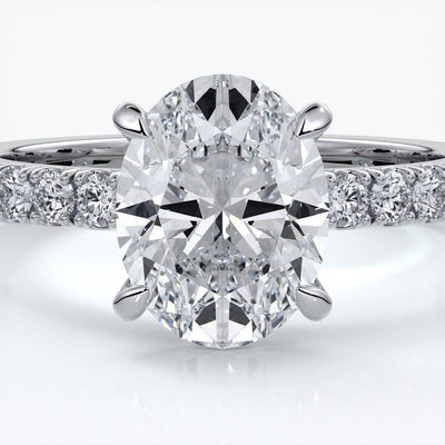2.0 Carat Oval, diamond band non cathedral