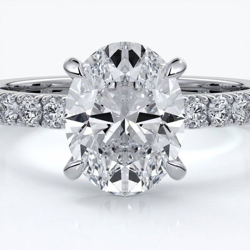 2.0 Carat Oval, diamond band non cathedral