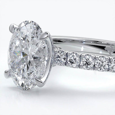 2.0 Carat Oval, diamond band non cathedral