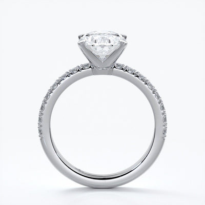 Elsa Engagement Ring oval diamond 4 claw diamond band 18ct white gold