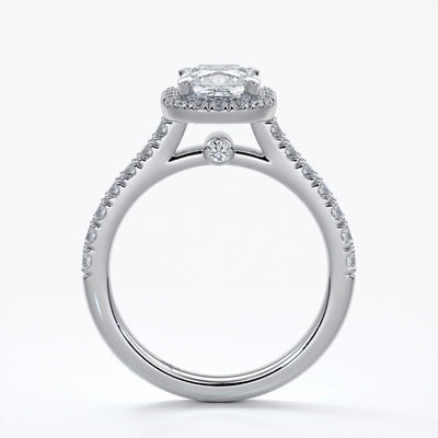 Emily Engagement Ring cushion diamond band halo 18ct white gold