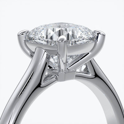 Esther Engagement ring cushion cut diamond 4 claw cathedral 18ct white gold band