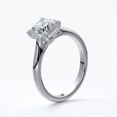 Esther Engagement ring cushion cut diamond 4 claw cathedral 18ct white gold band