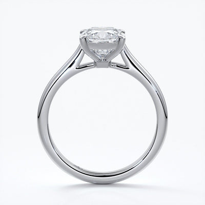 Esther Engagement ring cushion cut diamond 4 claw cathedral 18ct white gold band
