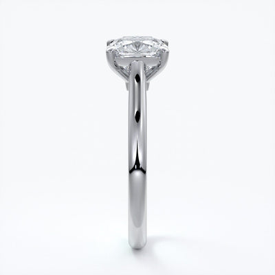 Esther Engagement ring cushion cut diamond 4 claw cathedral 18ct white gold band