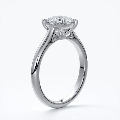 Esther Engagement ring cushion cut diamond 4 claw cathedral 18ct white gold band