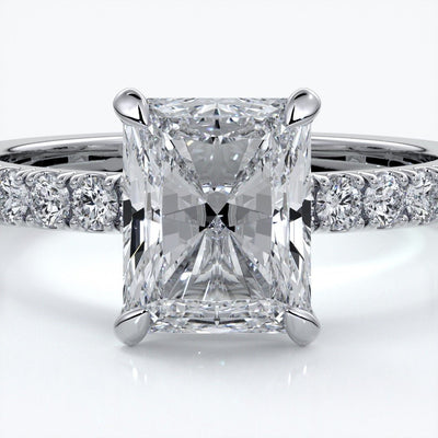 Florence Engagement Ring radiant diamond diamond band 18ct white gold