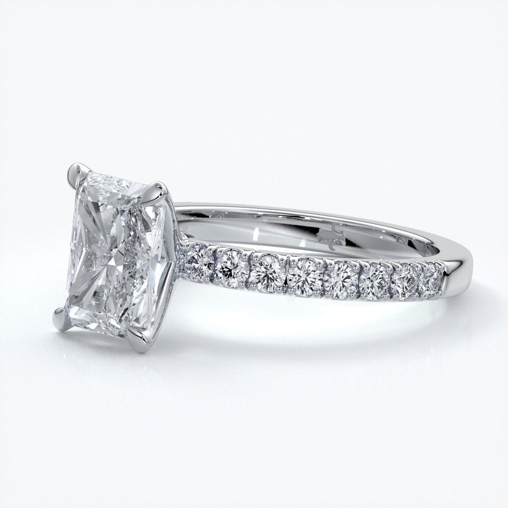 Florence Engagement Ring radiant diamond diamond band 18ct white gold