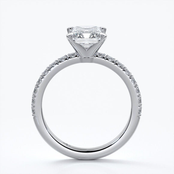 Florence Engagement Ring radiant diamond diamond band 18ct white gold