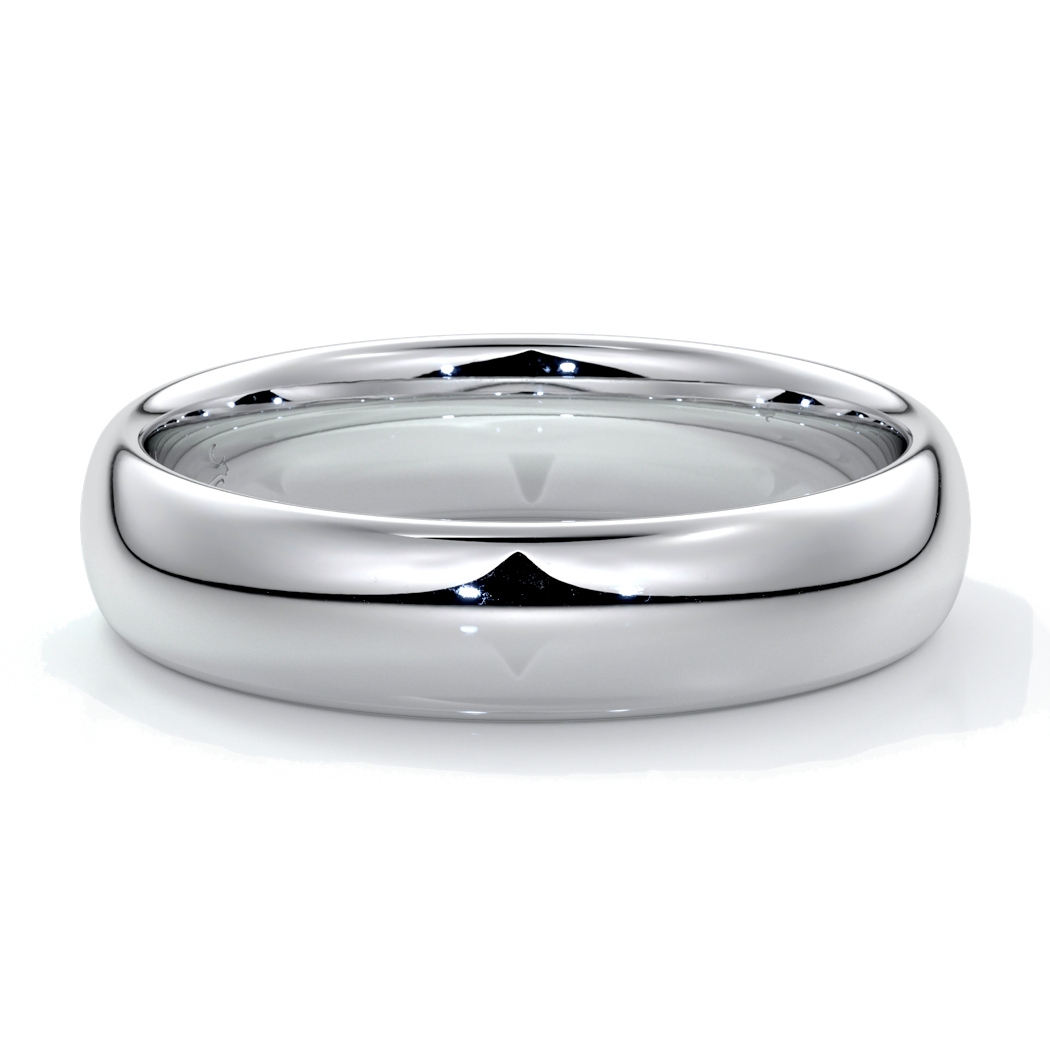 Platinum men's wedding band with curved sides