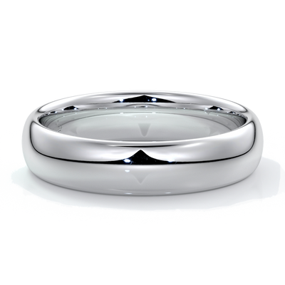 Platinum men's wedding band with curved sides