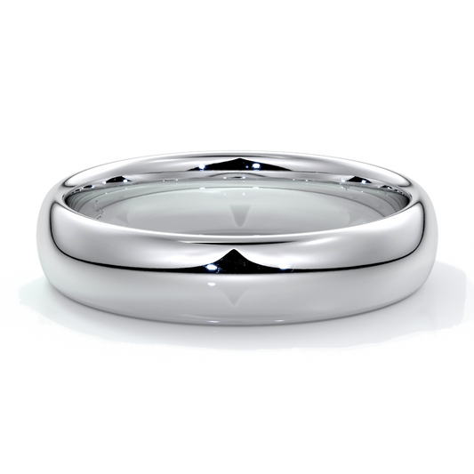 Platinum men's wedding band with curved sides