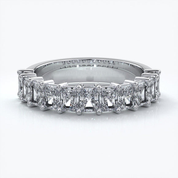 Gemma Wedding ring radiant diamonds scalloped band 18ct white gold