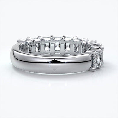 Gemma Wedding ring radiant diamonds scalloped band 18ct white gold
