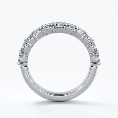 Gemma Wedding ring radiant diamonds scalloped band 18ct white gold