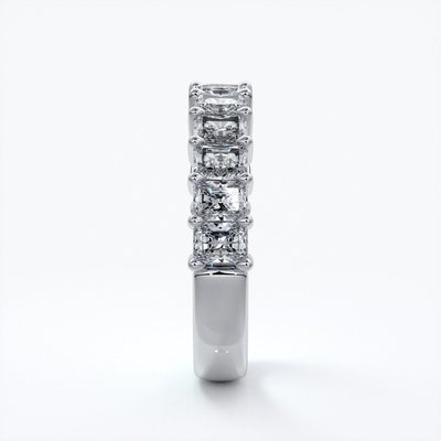 Gemma Wedding ring radiant diamonds scalloped band 18ct white gold