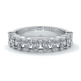 White gold women's wedding band with 3mm x 2.5mm radiant cut diamonds in a scalloped setting