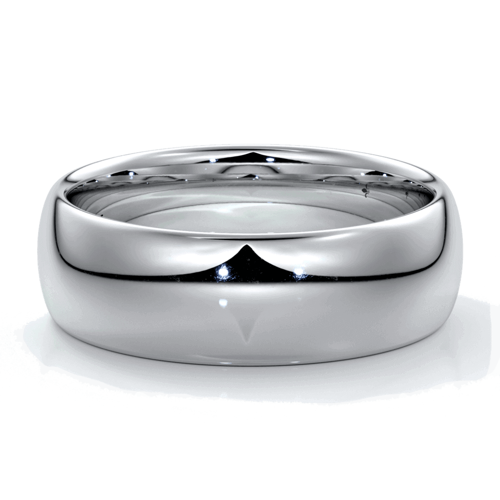 Platinum Men's wedding band with 7mm wide band with a rounded profile