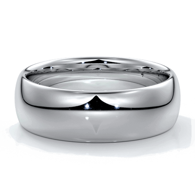 Platinum Men's wedding band with 7mm wide band with a rounded profile
