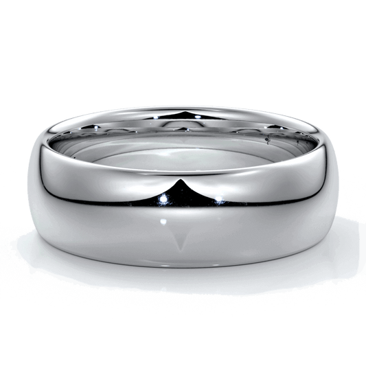 Platinum Men's wedding band with 7mm wide band with a rounded profile