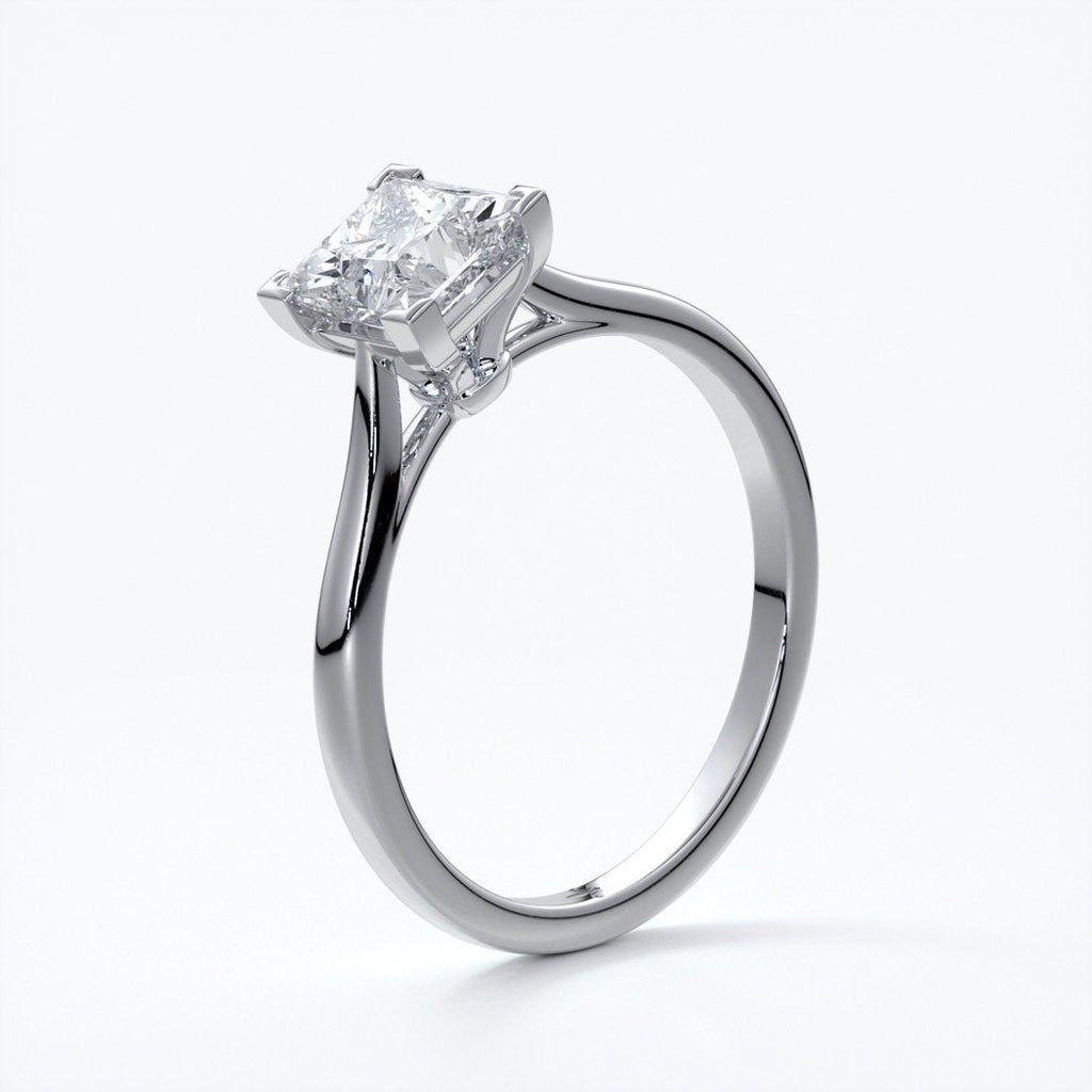 Henrietta Engagement ring princess diamond 4 claw cathedral platinum