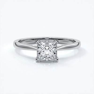 Henrietta Engagement ring princess diamond 4 claw cathedral platinum