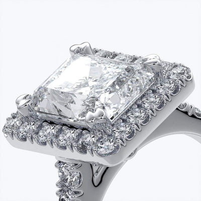 Irene Engagement Ring radiant diamond diamond band halo 18ct white gold