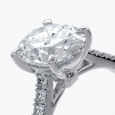 Isabella Engagement ring oval diamond 4 claw cathedral diamond band 18ct white gold
