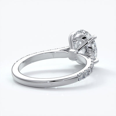 Isabella Engagement ring oval diamond 4 claw cathedral diamond band 18ct white gold