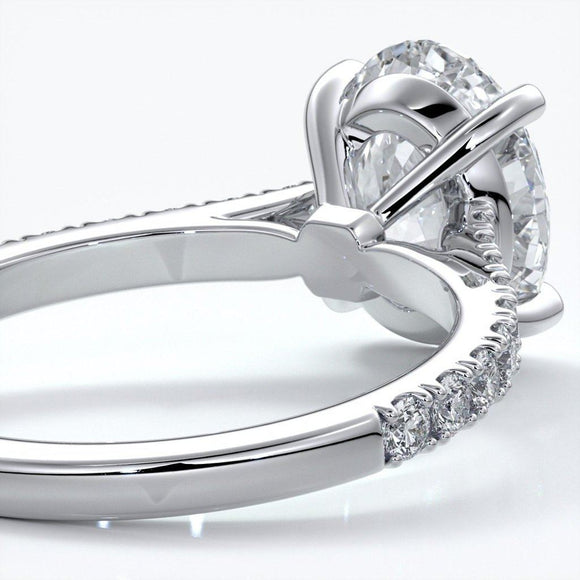 Isabella Engagement ring oval diamond 4 claw cathedral diamond band 18ct white gold