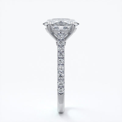 Isabella Engagement ring oval diamond 4 claw cathedral diamond band 18ct white gold