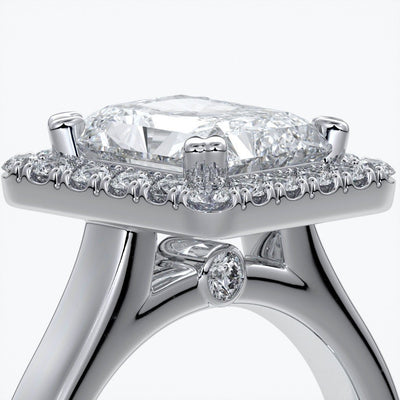 Ivy Engagement Ring radiant diamond band halo platinum