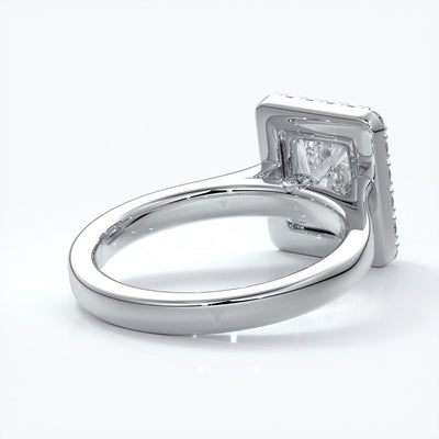 Ivy Engagement Ring radiant diamond band halo platinum