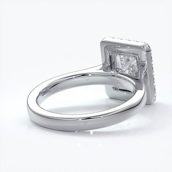 Ivy Engagement Ring radiant diamond band halo platinum