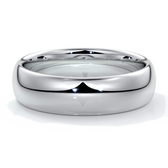 White gold men’s wedding ring with a rounded profile
