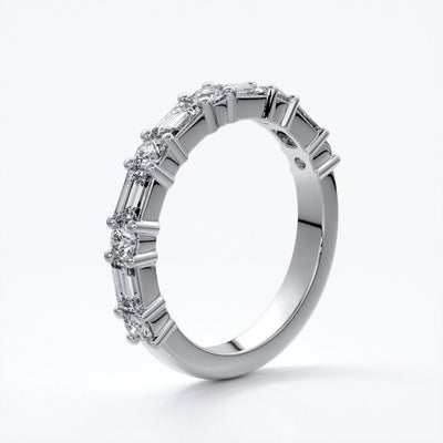 Jodie Wedding ring small round diamonds baguette 18ct white gold