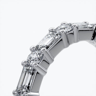 Jodie Wedding ring small round diamonds baguette 18ct white gold