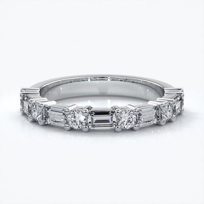 Jodie Wedding ring small round diamonds baguette 18ct white gold