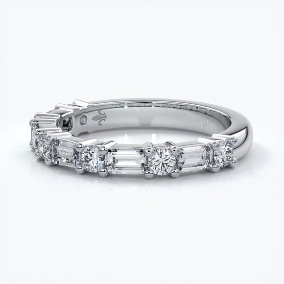 Jodie Wedding ring small round diamonds baguette 18ct white gold