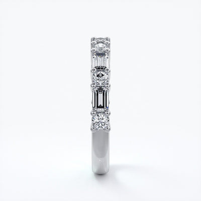 Jodie Wedding ring small round diamonds baguette 18ct white gold