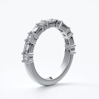 Jodie Wedding ring small round diamonds baguette 18ct white gold