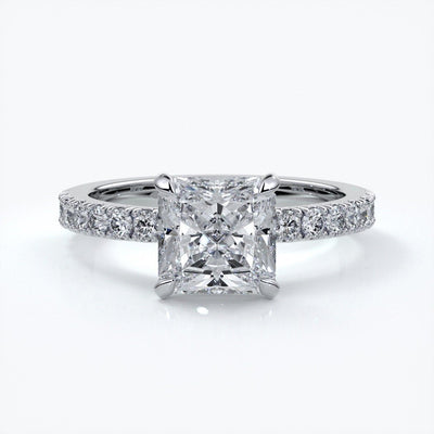 Julia Engagement Ring square cut radiant diamond band 18ct white gold