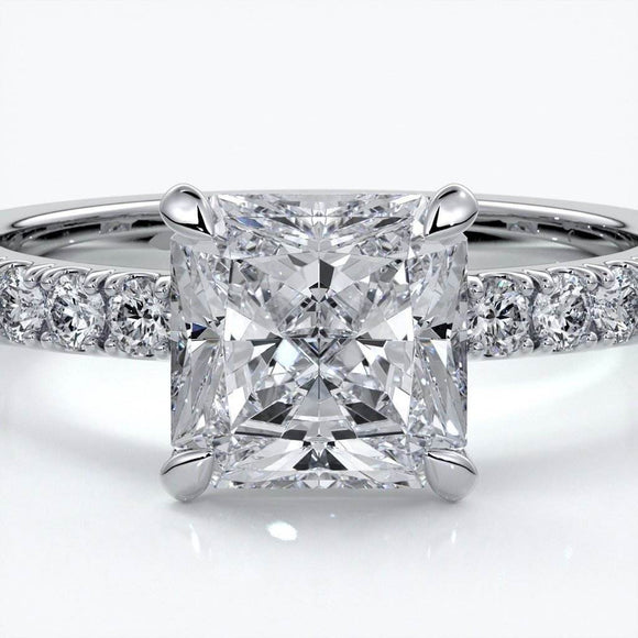Julia Engagement Ring square cut radiant diamond band 18ct white gold