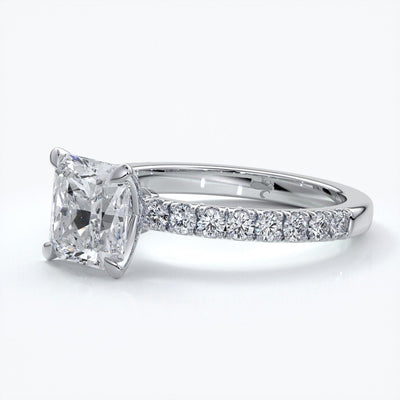 Julia Engagement Ring square cut radiant diamond band 18ct white gold