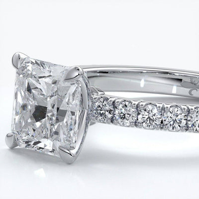 Julia Engagement Ring square cut radiant diamond band 18ct white gold