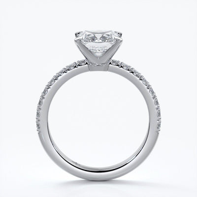 Julia Engagement Ring square cut radiant diamond band 18ct white gold