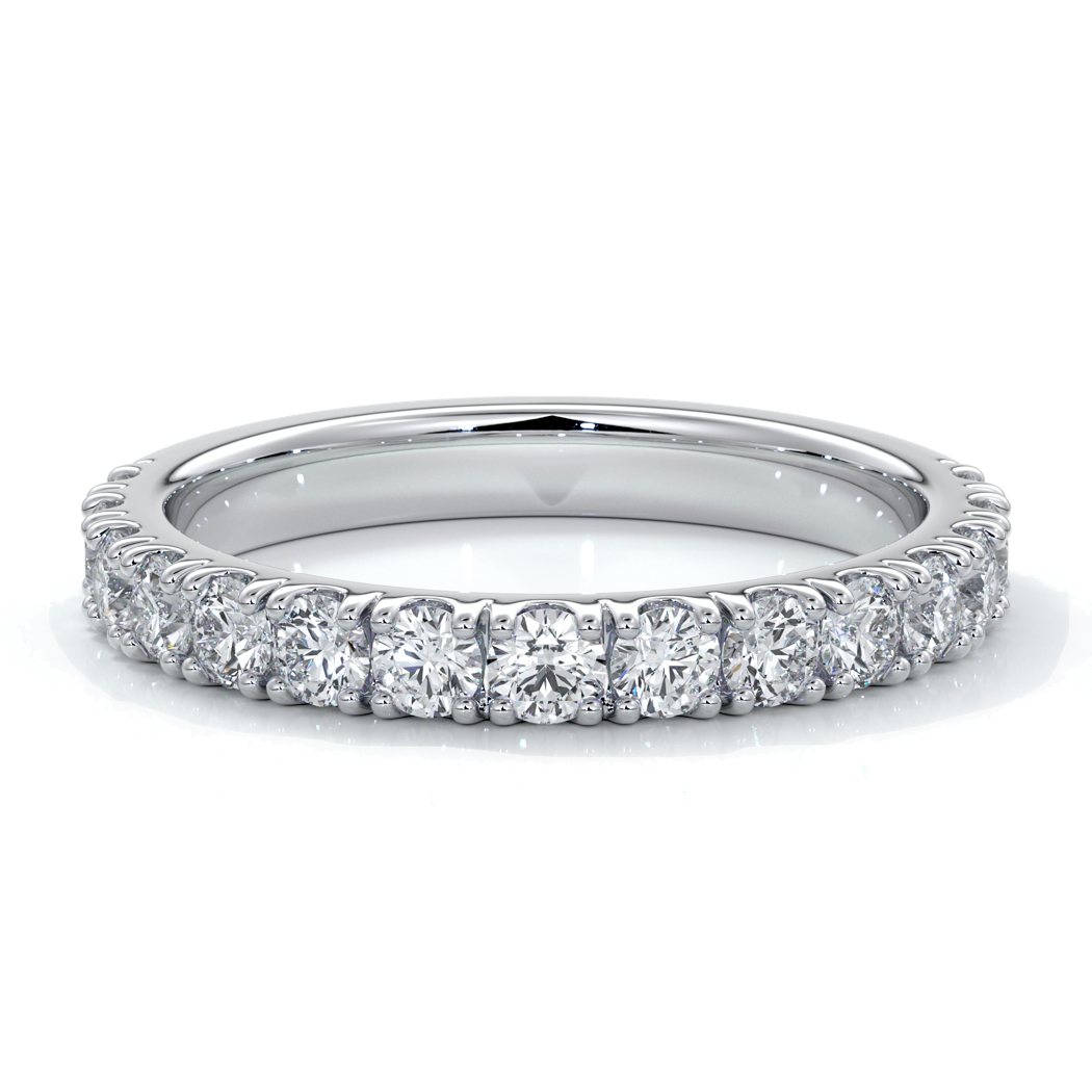 White gold women’s wedding ring with 2mm diamonds around the band