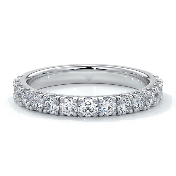 White gold women’s wedding ring with 2mm diamonds around the band