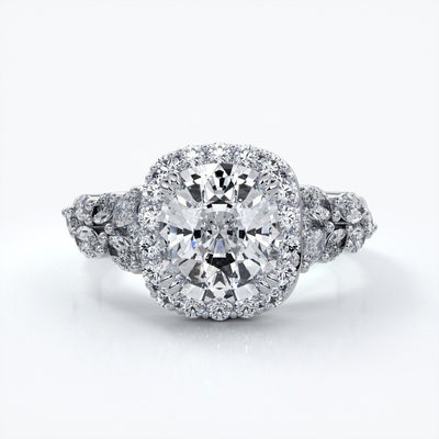 Lauren Wedding ring sapphire diamond cathedral diamond band 18ct white gold
