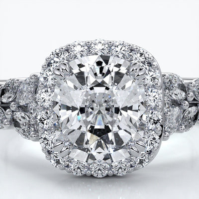 Lauren Wedding ring sapphire diamond cathedral diamond band 18ct white gold